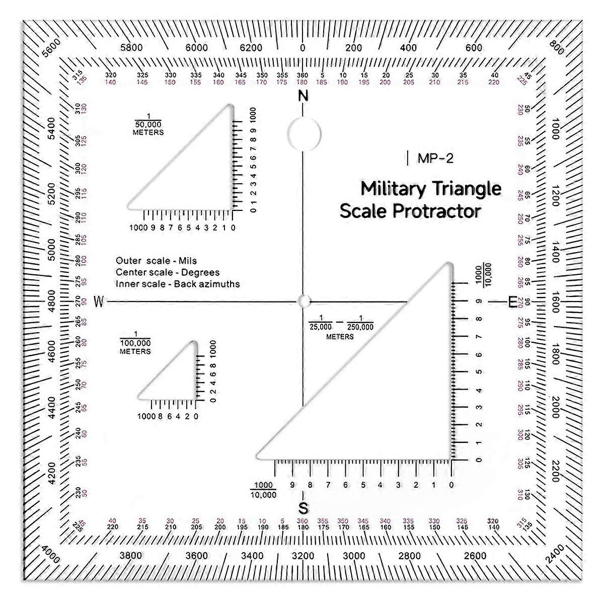 5 Inch Map Protractor Utm/Mgrs Coordinate Scale Map Perfectly Cut Land Navigation Protractor