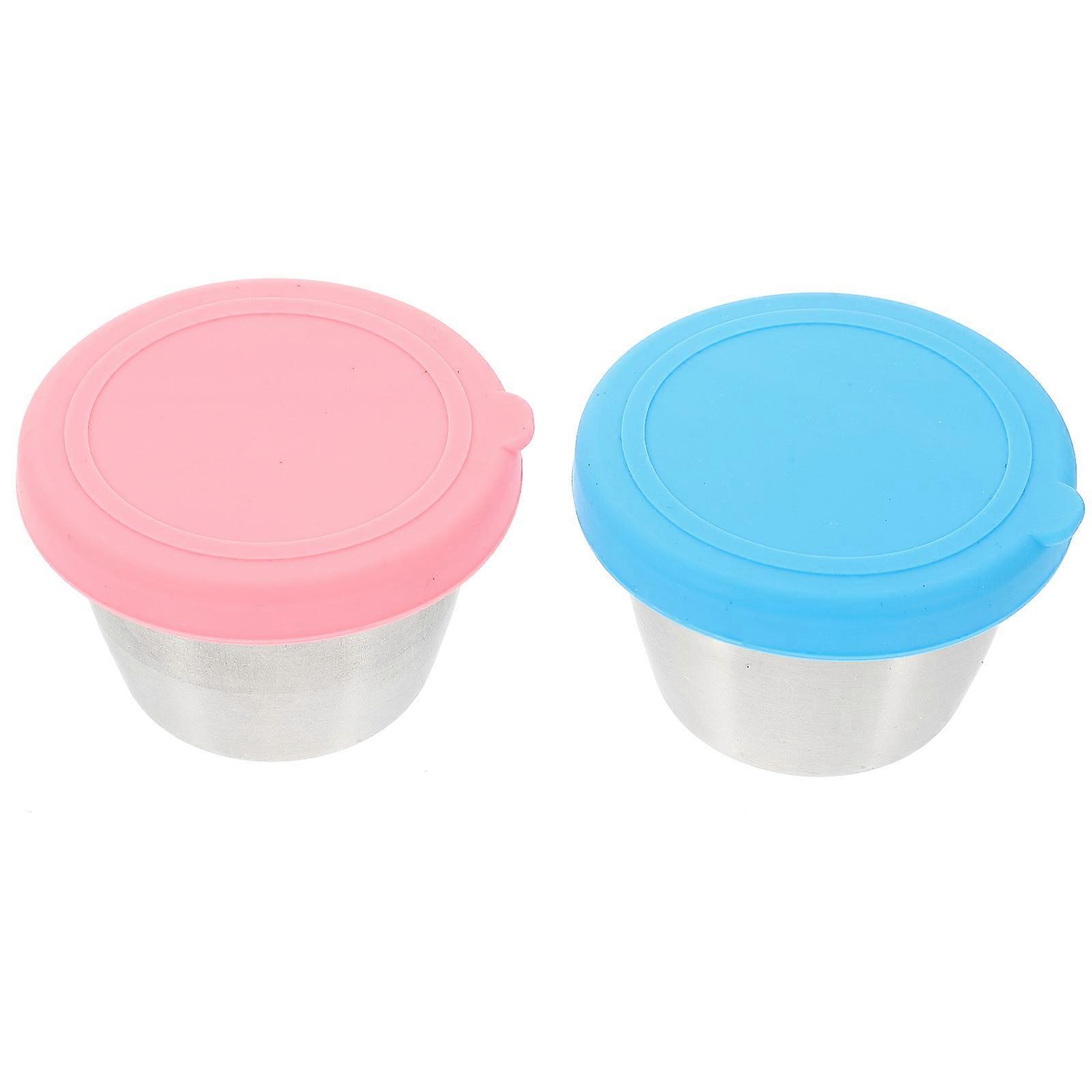 Salad Dressing Container Stainless Steel Sauce Cups for Storage Use 2Pcs