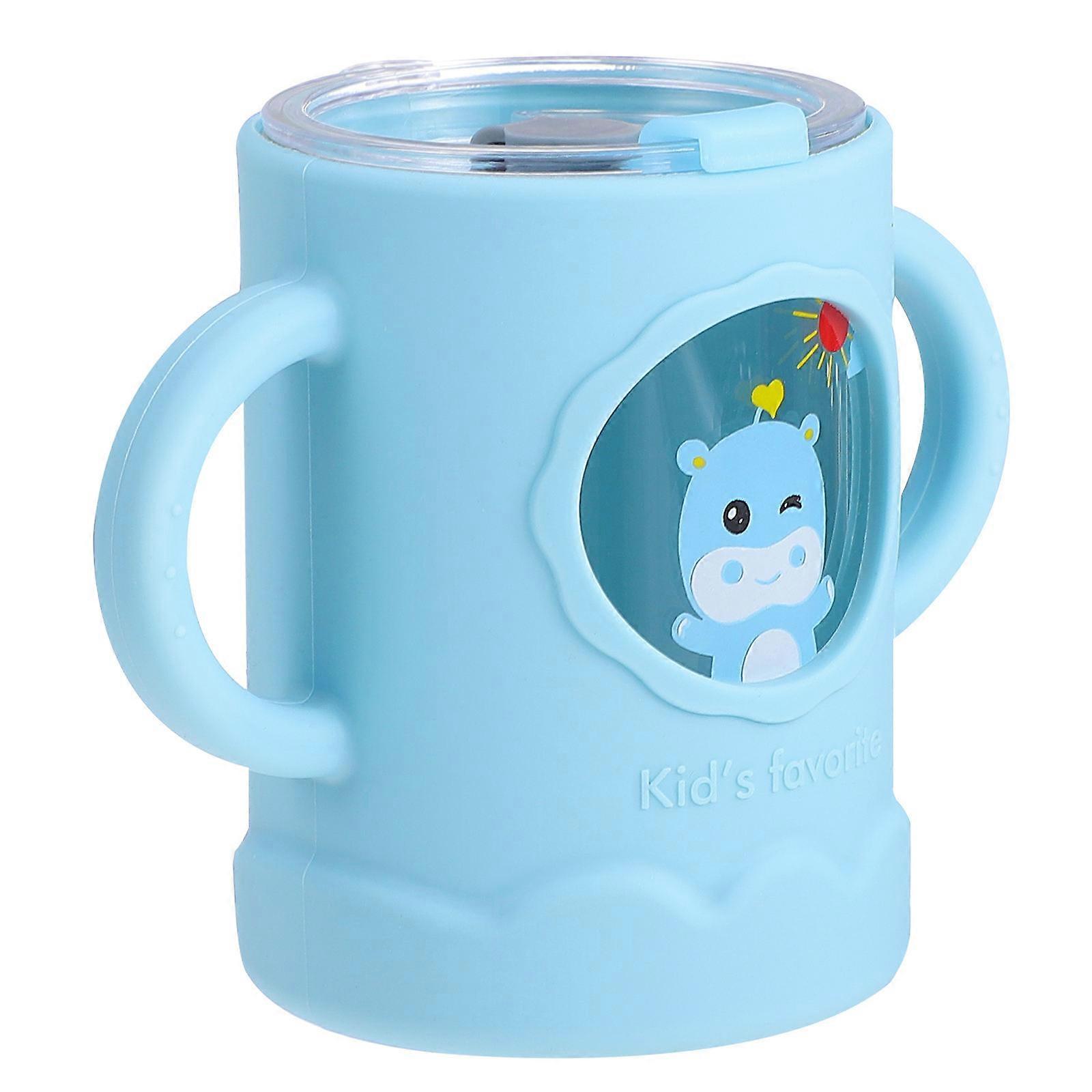 Milk Cup with Scale Measuring Straw Cup for Infant Training 2Pcs