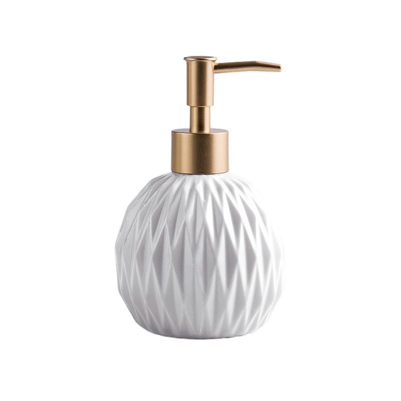 Modern Ceramic Soap Dispenser 400ml White Refillable Lotion Pump Bottle for Bathroom and Kitchen