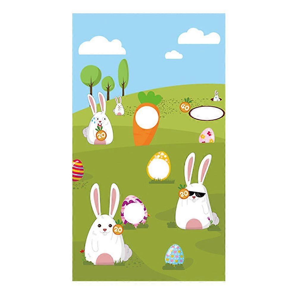 1Pc Easter Toss Game Flag Egg Bunny Pattern Hanging Flag Easter Sandbag Flag
