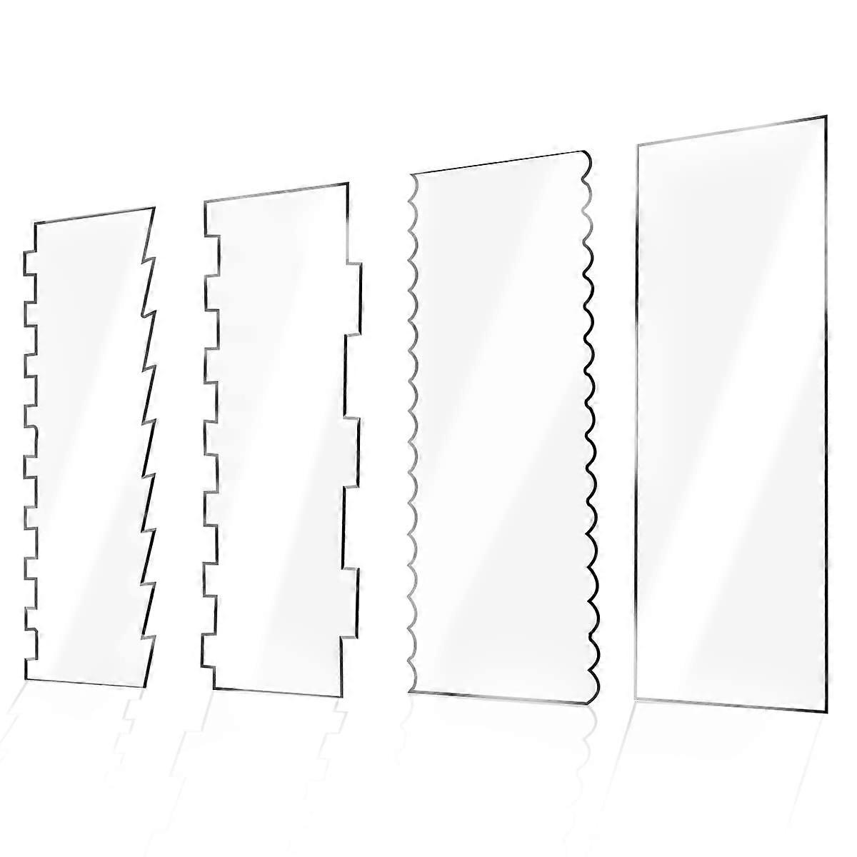 4 Pieces Acrylic Cake Scraper Set with 8 Texture Design DualSided Comb for Cake Decorating