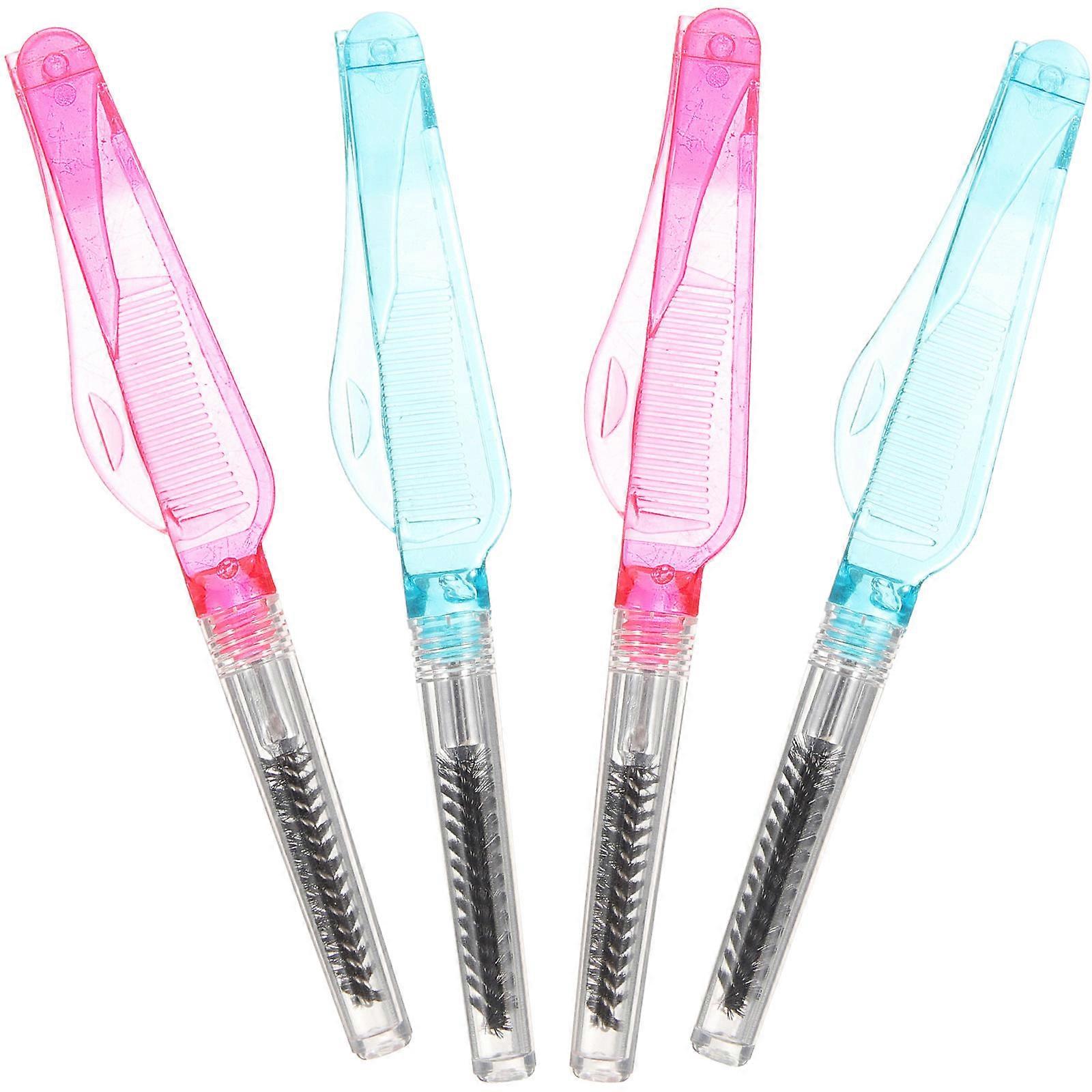 Eyelash Brush 4Pcs Foldable Mini Brush for Precise Lash Separation