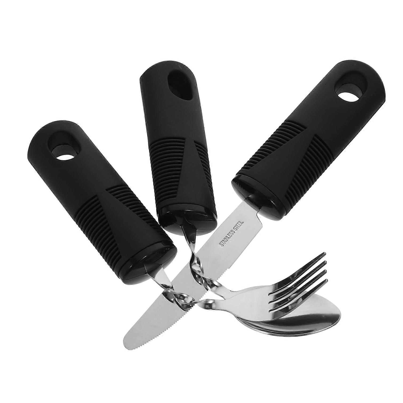 Adaptive Utensils for Seniors 3pcs Weighted Silverware Set with Adjustable Angle and Ergonomic Grip