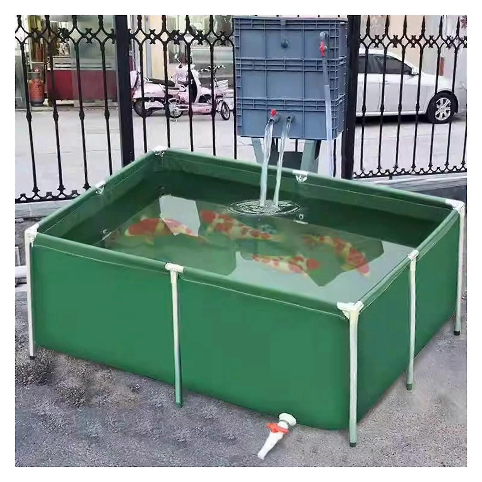 Foldable Above Ground Fish Pond 3x2x0.6m with RustResistant Steel Frame and QuickDrain Valve