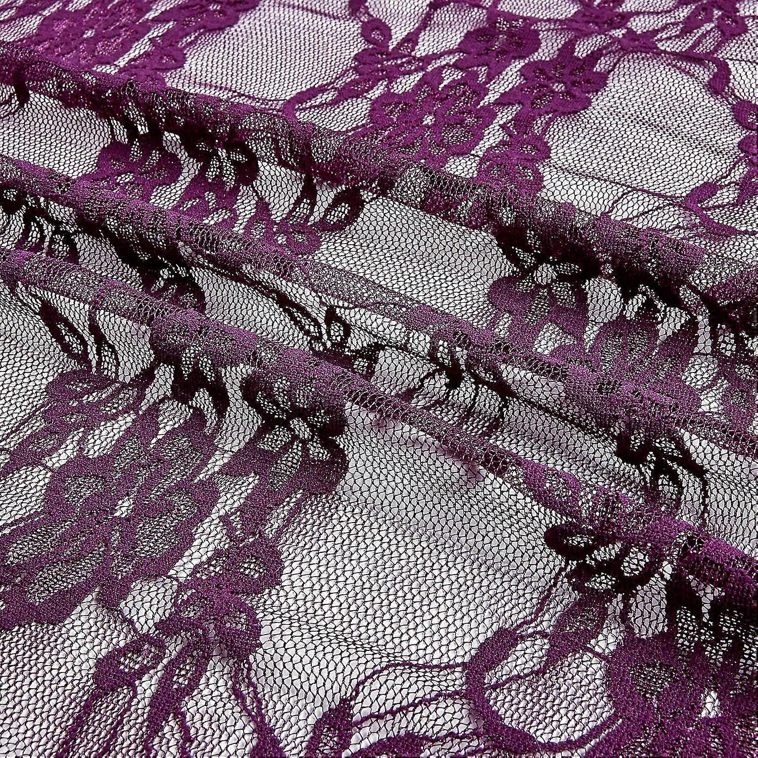 Stretch Floral Lace Plum Fabric By The Yard