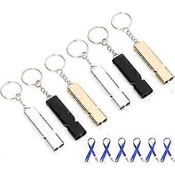 6 PCS Premium Safety Survival Whistles with Lanyard Keychain for Outdoor Camping and Various Competitions, Emergency Lifeguard Loud Whistle