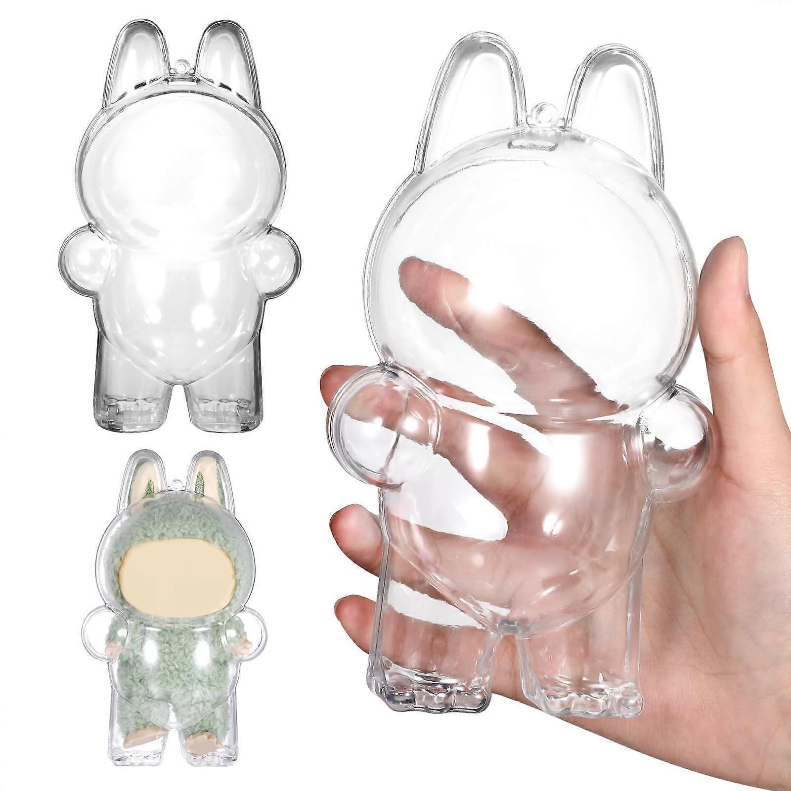 Clear Acrylic Display Case for 17cm Doll with Keychain, Waterproof Protective Storage Box