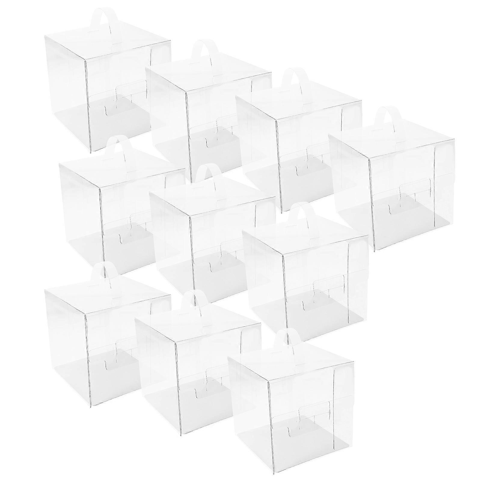 Clear Cake Boxes for Storage 10Pcs Transparent Cake Wrapping Boxes with Handles