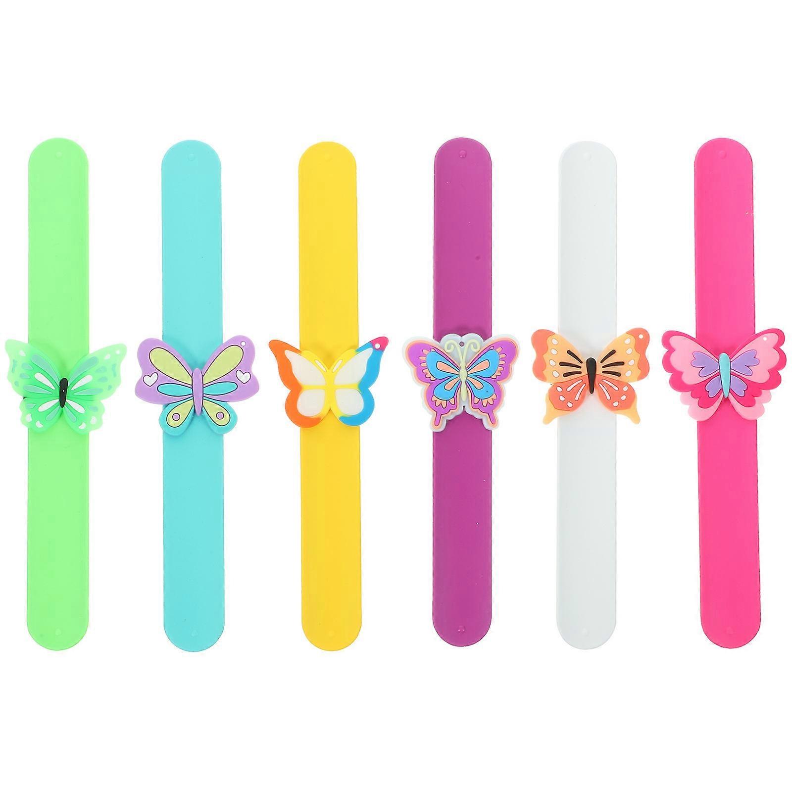 Cartoon Silicone Slap Bracelets for Decor 6Pcs