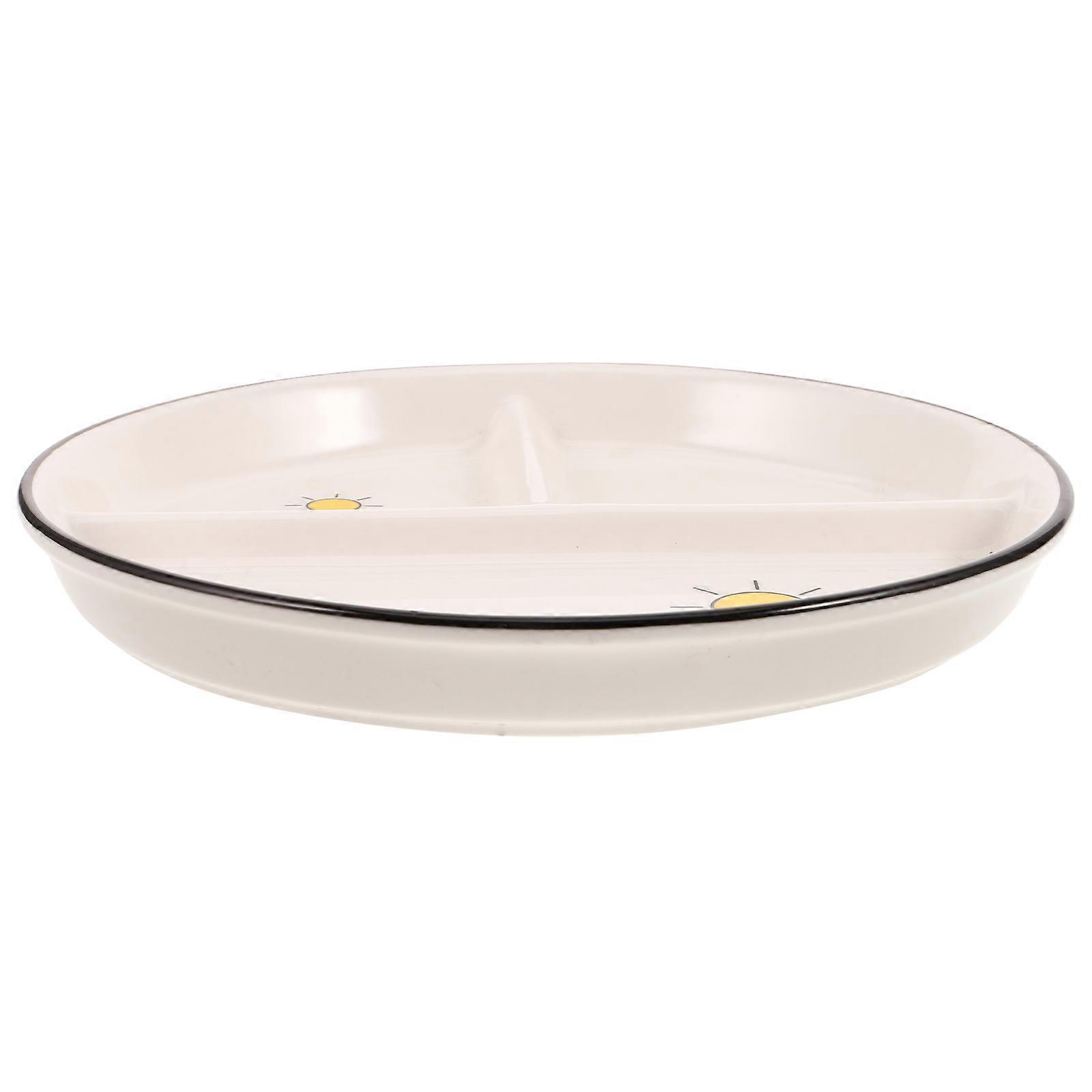 Divided Ceramic Plate Multi-Functional Food Holder for Kitchen