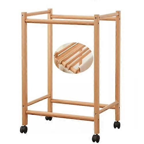 Rolling Pants Rack Solid Wood Trouser Trolley with 8/12 Hangers SpaceSaving Vertical Storage Brown