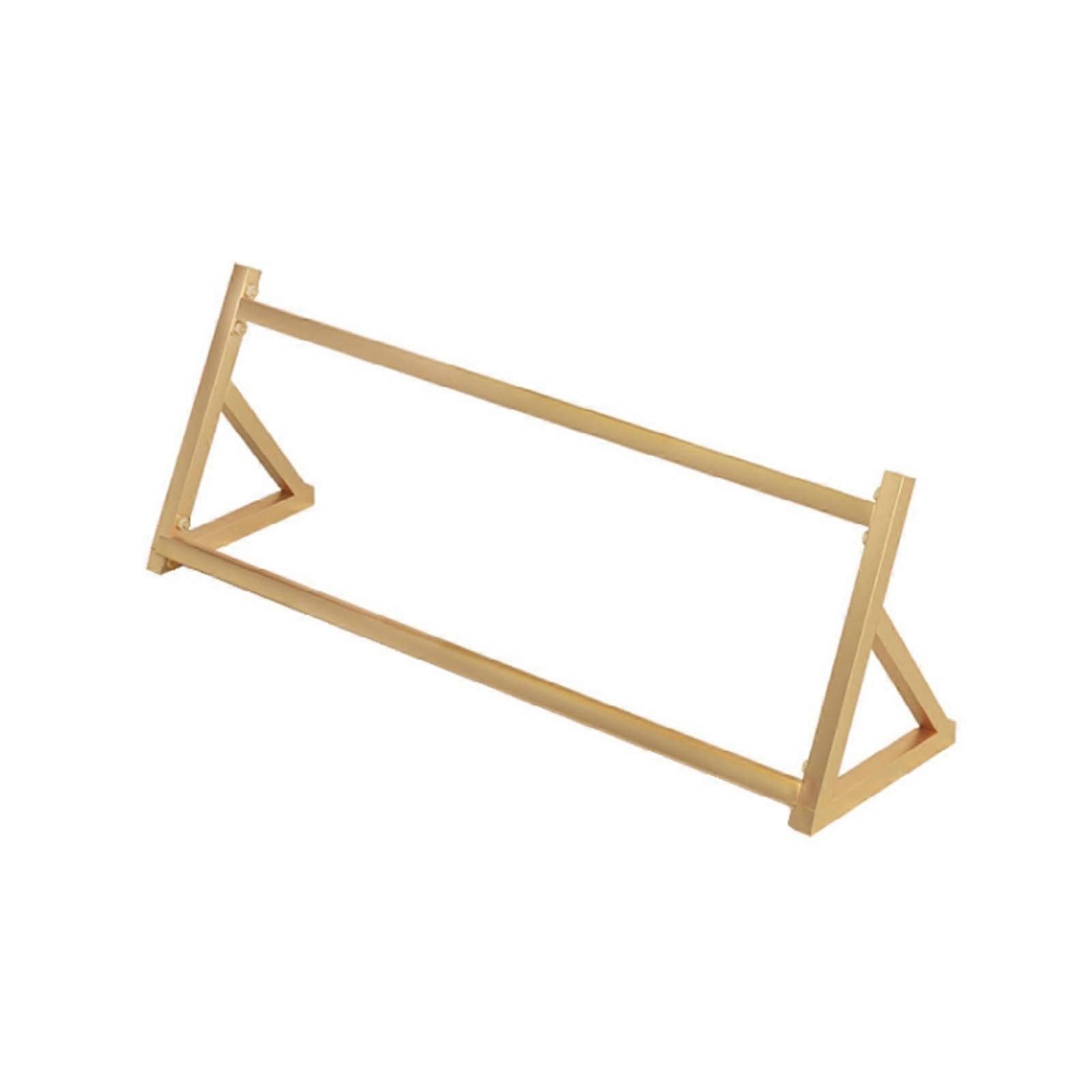 Gold Triangular Tile Display Stand with Vertical Slots, Wrought Iron Flooring Sample Rack