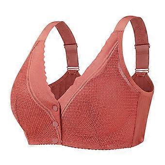 Women's Comfortable Front Closure Lace Bra Adjustable Support Underwire Large Size Full Coverage For Mature Ladies, Brown, Size 34