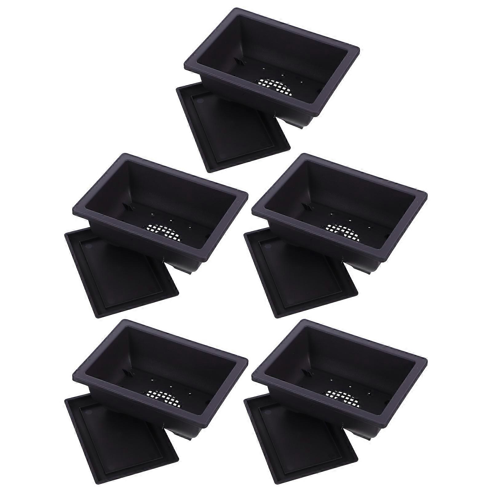Plastic Flower Pot Rectangular Planter for Indoor Succulent Plants 5Pcs