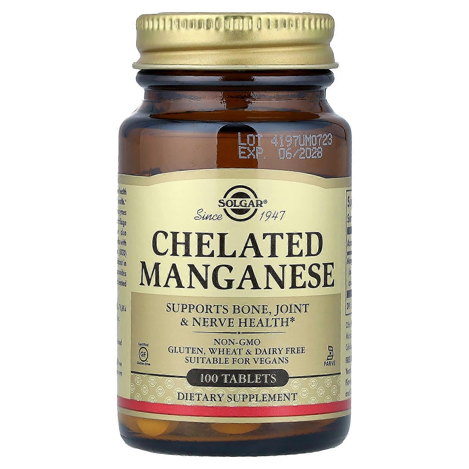 Solgar, Chelated Manganese, 100 Tablets