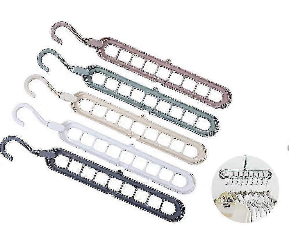 5Pcs Space-saving Multi-hanger Organizer, PP Material, For Wardrobe