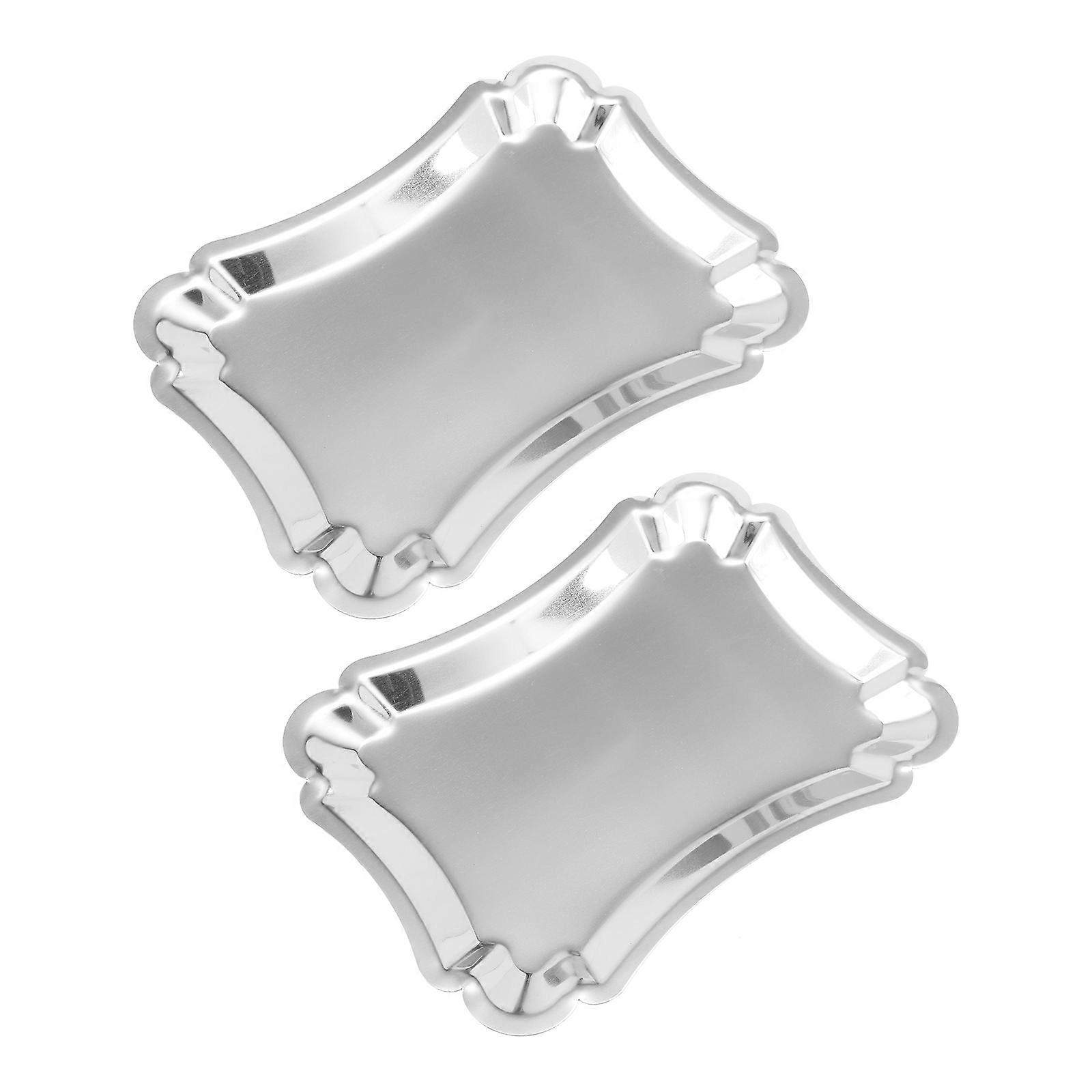 Convenient Stainless Vanity Tray for Storage 2Pcs Multi-Function Dessert Trays