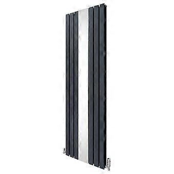 Flat Panel Radiator With Mirror 1800mm x 565mm & TRV Chrome Valves Designer Double Column Vertical