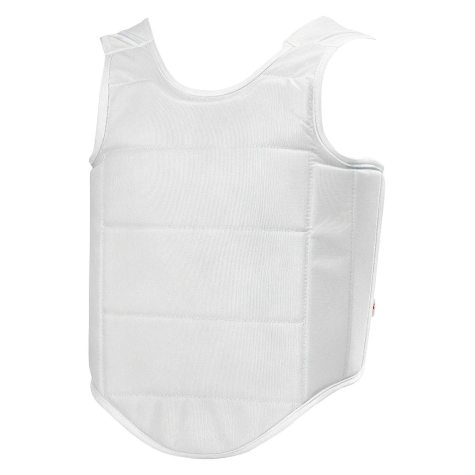 Protection thoracique absorbant les chocs pour le karaté, le kickboxing et le haut du corps. Coussinet de protection des côtes pour l'entraînement des adultes, adolescents et enfants. Blanc, taille S.