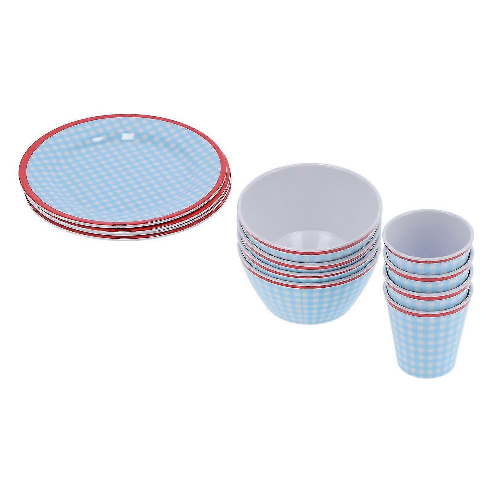 Light Blue Melamine Tableware Set for Home Restaurant Kitchen Use