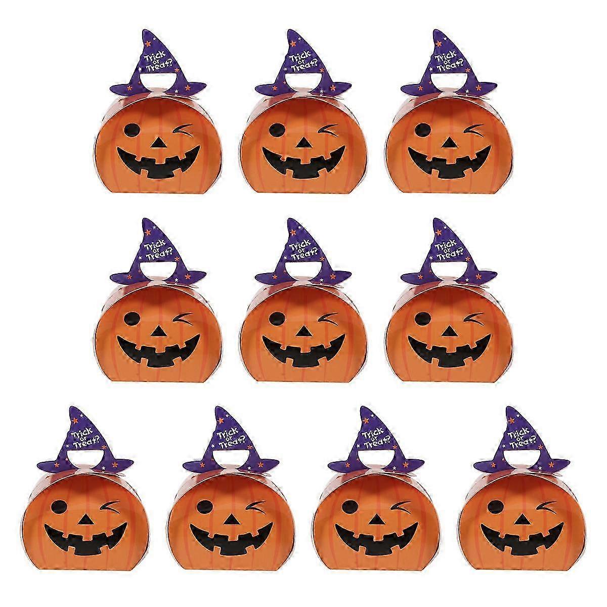 Pumpkin Pattern Candy Box Portable Paper Boxes compatible with Candy Storage 10Pcs