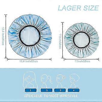 Large Double-Layer Waterproof Shower Cap, Soft Silky Satin for Women Long Hair, 13.7 Inches, 1 Pack