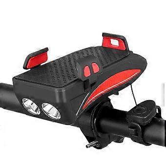 4-in-1 400lm Fiets Koplamp Usb Oplaadbare Fiets Voorlamp 130db Hoorn Powerbank Telefoonhouder Buiten Fietsen