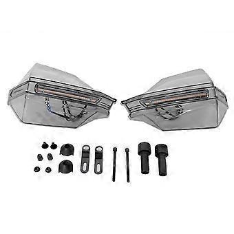 Universal Motorcycle Windproof Hand Guard Shield LED Wind Deflector Blue Yellow Light