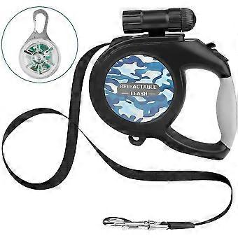 Flexi Dog Leash, Retractable Dog Leashes 8m, Dog Lead With Led Light For Night Walking Large Medium Small Pet Dogs (blue Camouflage)