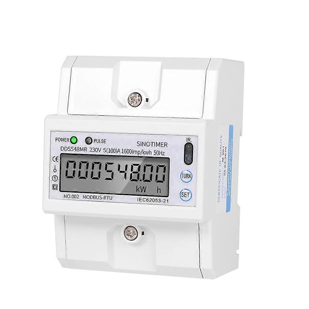 LCD Display Single-phase 4P Electronic Multi-function Energy Meter with Communication 230V Rail Mount