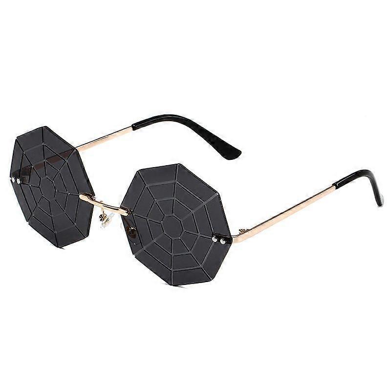 Rimless Spiderweb Octagon Party Glasses Eyewear Gray