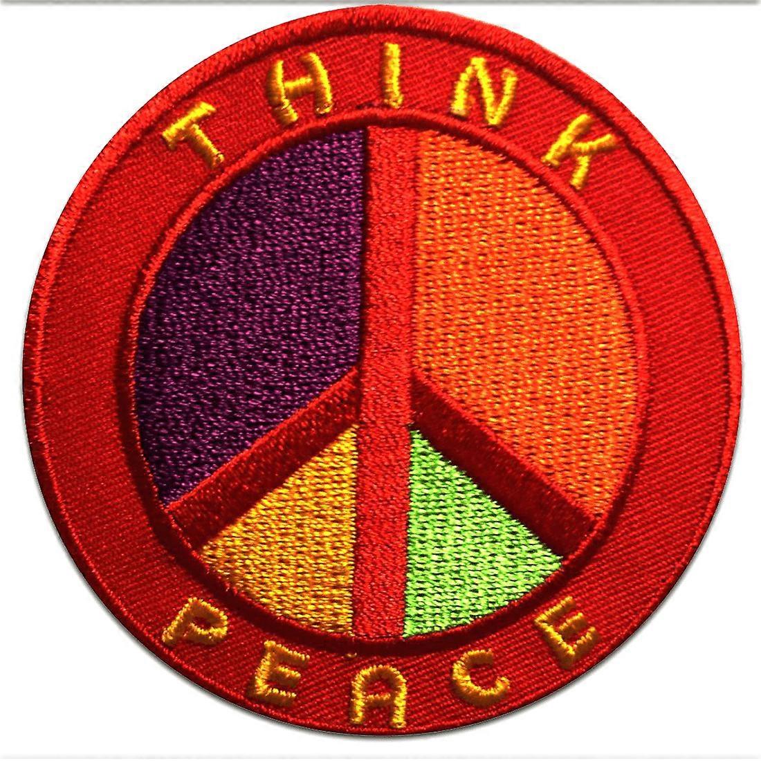 Patch / iron-on patch - Think Peace Peace - colorful - Ø7.5 cm - Appliqué patch