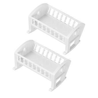 Conjunto de 2 Miniaturas de Berço para Casa de Bonecas, Brinquedo de Plástico para Decoração de Casa de Bonecas