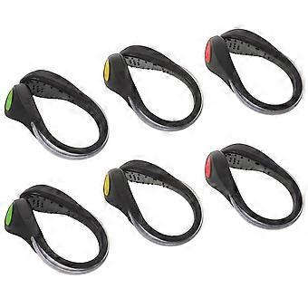 6 stuks LED-schoenclips met verlichting voor hardlopen in het donker, reflecterende veiligheidsschoenclips met rode, gele en groene gloed die van kleur verandert.