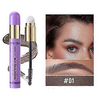 Augenbrauen-Haaransatz-Auffüllstift 4,8 ml, Doppelkopf-Auffüllbürste mit Schwammkopf, kaschiert sofort Haarausfall, Mascara-Bürste für Augenbrauen und Bart