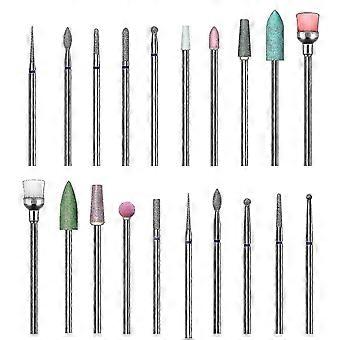 20 Pcs Nail Drill Bits Set For Acrylic Nails, Professional Diamond Cuticle Remover Bits Kit With Box, 3/32" Electric Manicure Nail File Bit