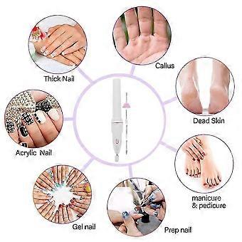 Portable Manicure Drill Machine - Electric Manicure Set with 5 Bits Mini Nail Drill Wireless Pen Shape Finger Toe Nail Care for Manicure SZ
