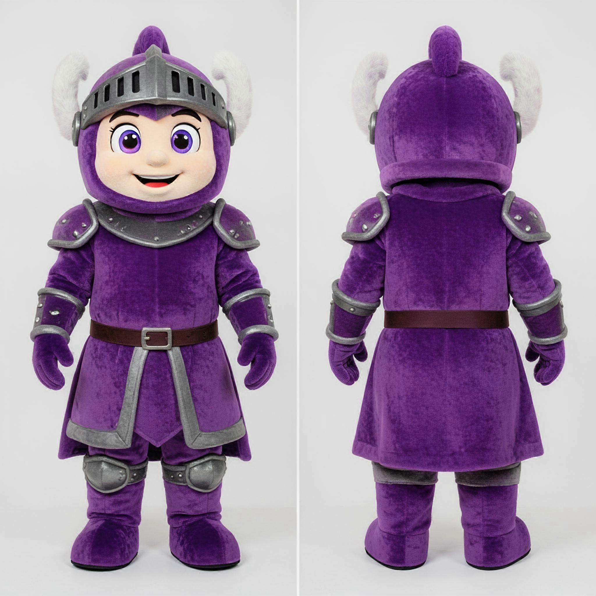 MASTICOT Purple Broad Shouldered Medieval Knight Mascot