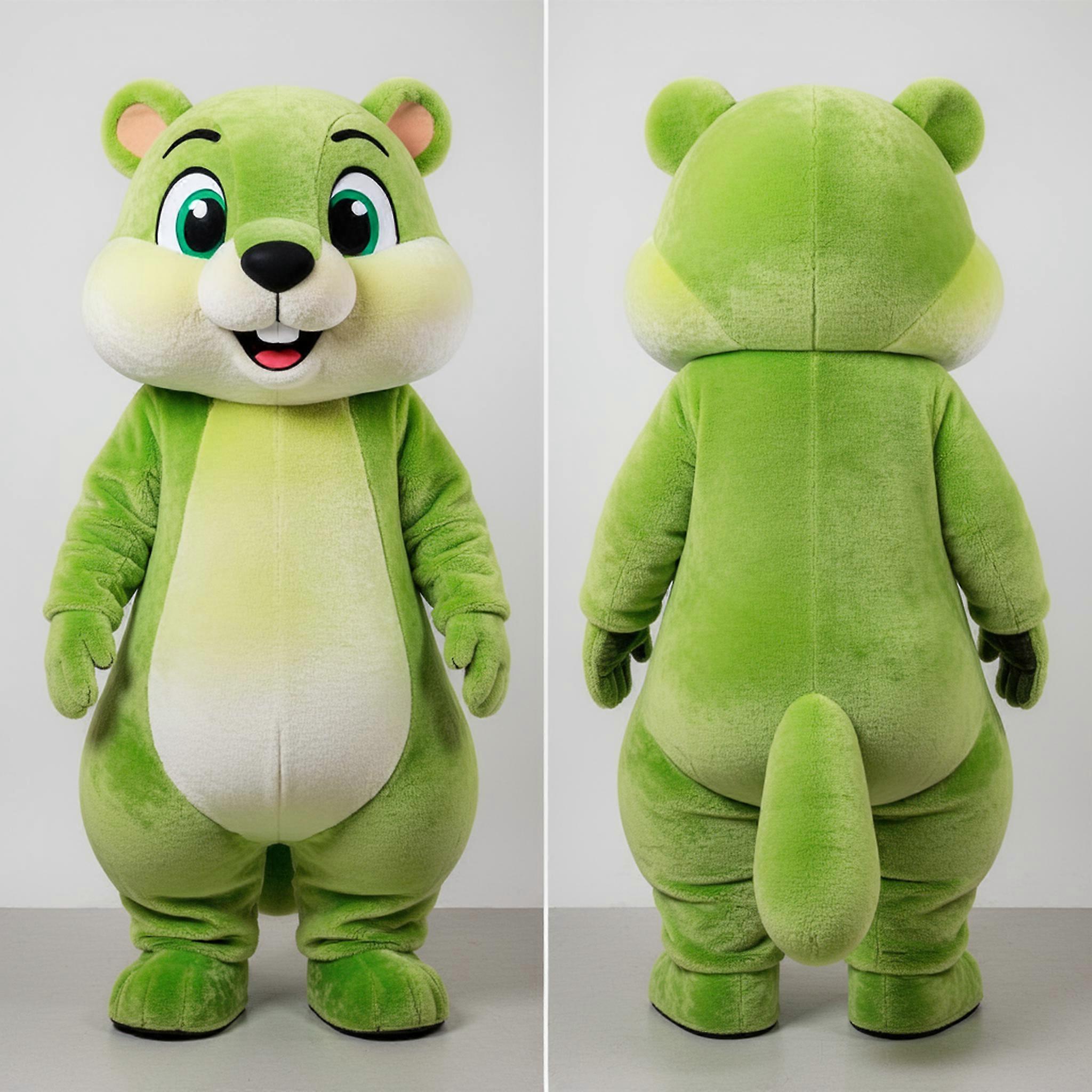 MASTICOT Lime Green Cheerful Marmot Mascot