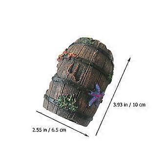Aquarium Hideout Artificial Wine Barrel for Decoration 2Pcs Resin Brown