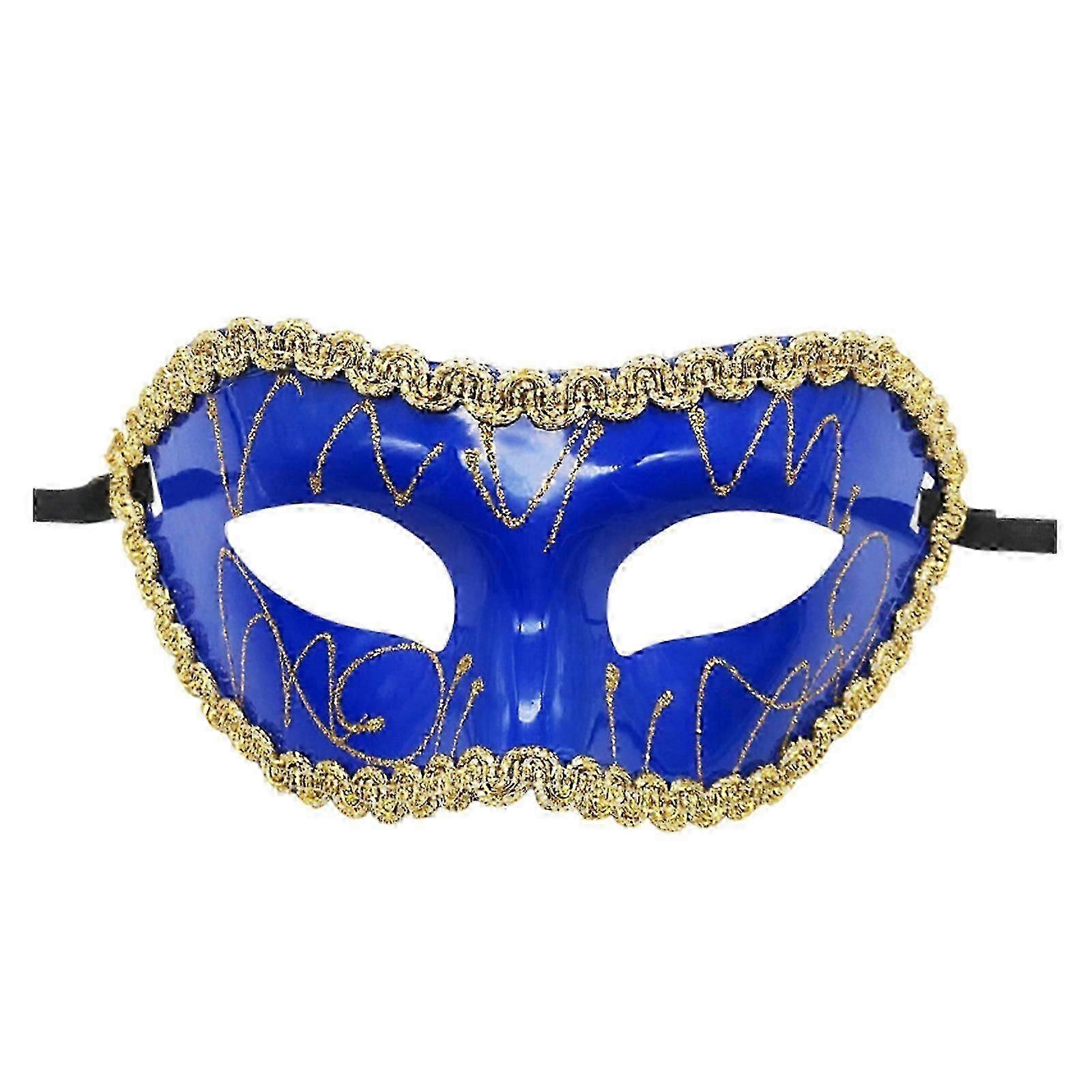 Blue Half Face Masquerade Mask Hand Painted Halloween Cosplay Accessory Compatible Compatible Compatible Compatible Compatible Compatible Compatible C