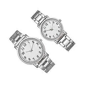His And Her Watch Set Alloy Glass Wristwatch For Outdoor Hiking Minimalist Style 2Pcs