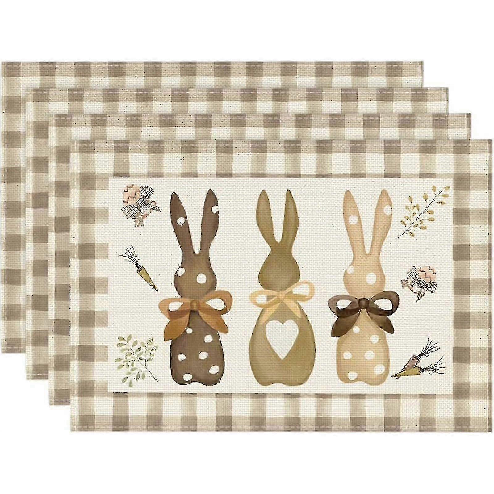 Multicolor Flax Placemats Vintage Easter