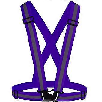 Reflective Safety Vest Purple  Visibility Adjustable Fit Lightweight Elastic for Night Running Cycling Construction