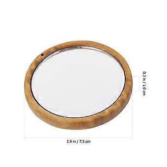 Lotus Makeup Mirror Delicate Mini Mirror for Daily Use 1Pcs Brown Wood Glass