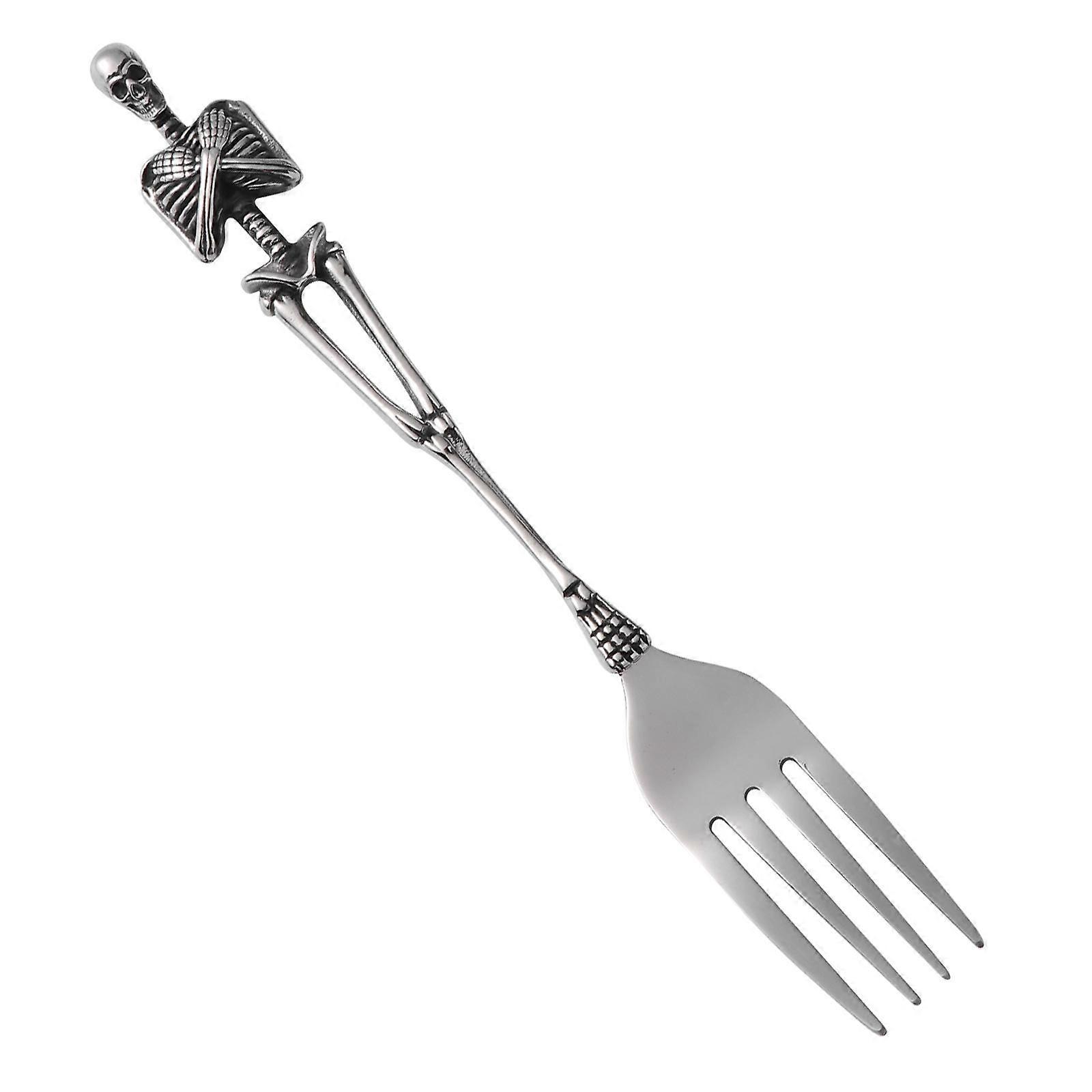 Halloween Fork Flatware for Kitchen Use 2Pcs Silver Skeleton Model