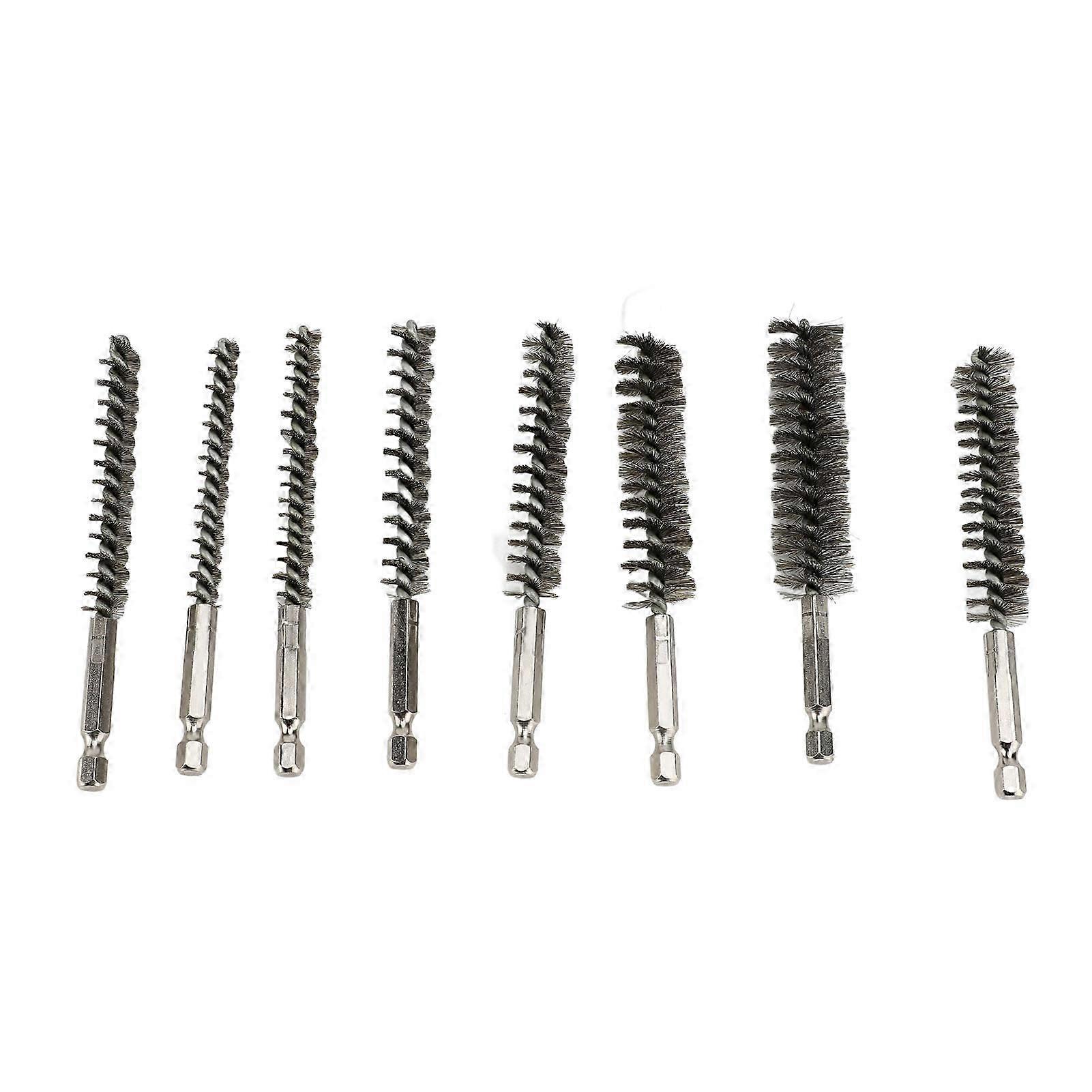 8PC Bore Cleaning Brushes Hex Stainless