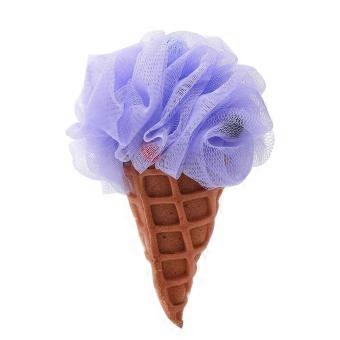 Ice Cream Body Scrubber Mesh Foaming Sponge Bath Shower Sponge Loofah Exfoliating Scrubber Bathing Cleaning Tool compatible with Kid Purple