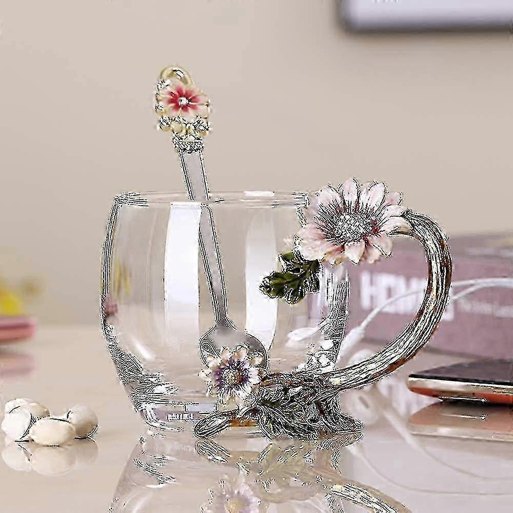 Sunflower Enamel 11oz Lead-Free Tea Cup